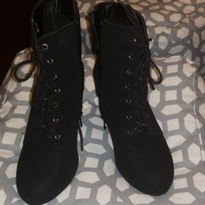 Black wedge ankle boots